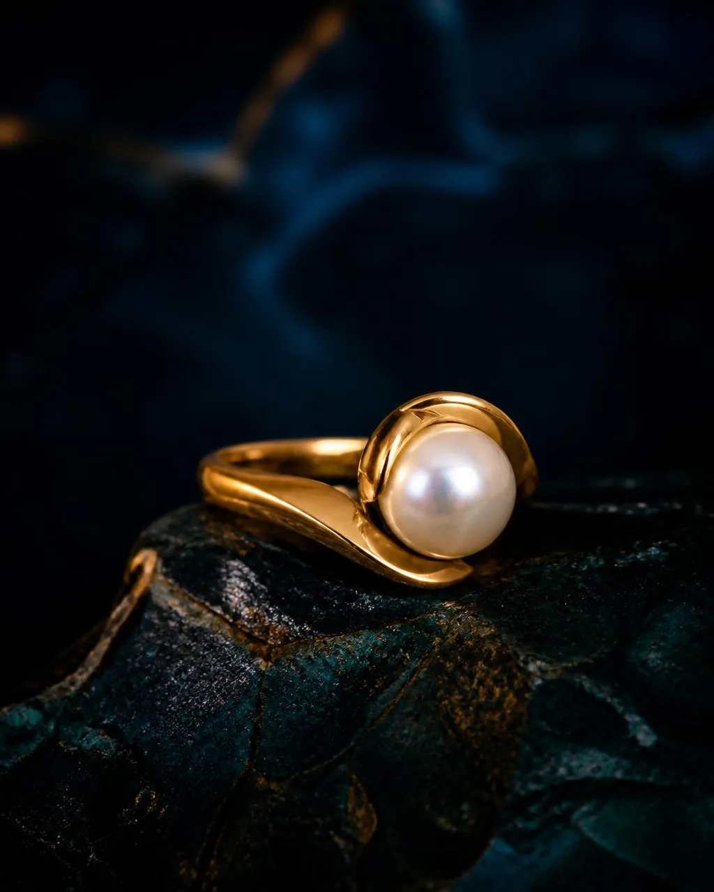 Pre-mounted pearl ring, adjustable band